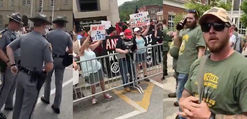 Antifa counter-protesting white nationalist demonstration in small ...