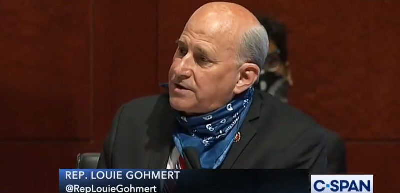 Louie Gohmert sporting the mask the press said he refused to wear