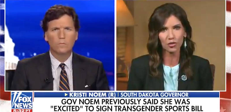 WATCH: Kristi Noem goes on Tucker to defend why she won’t sign ...