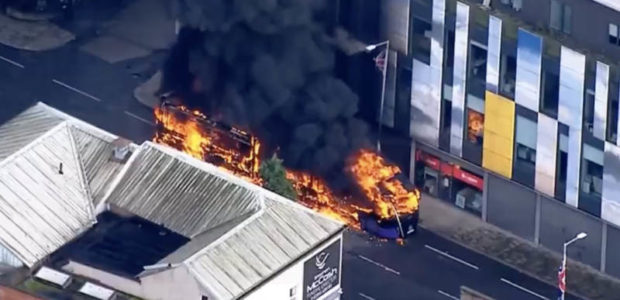 BREAKING VIDEO – Bus TORCHED in Ireland after attempted beheading by Muslim