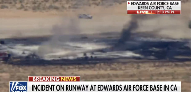 BREAKING VIDEO REPORT – Massive B-52 bomber crashes after takeoff at Edwards AFB in California
